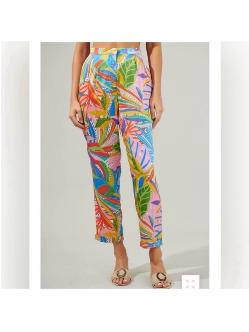 Sugarlips New Guinea tropical leaf tapered leg trouser pants colorful vacay